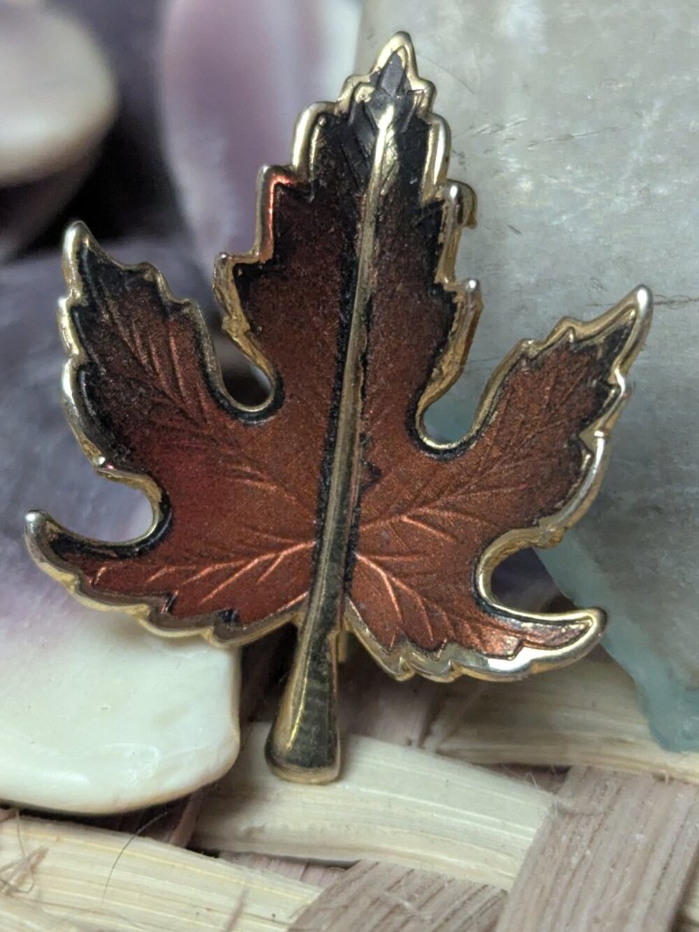 Vintage The Smell of Autumn Maple Leaf Brooch